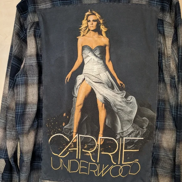SOLD! Carrie Underwood Concert Plaid Flannel Shirt Hand Crafted Upcycled - Picture 4 of 10
